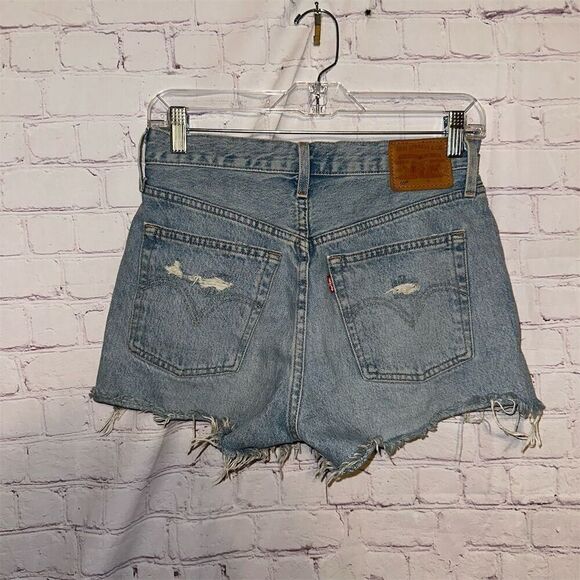Levi's 501 Women's High-Rise Distressed Cutoff Denim Shorts Size 25 - Picture 5 of 14